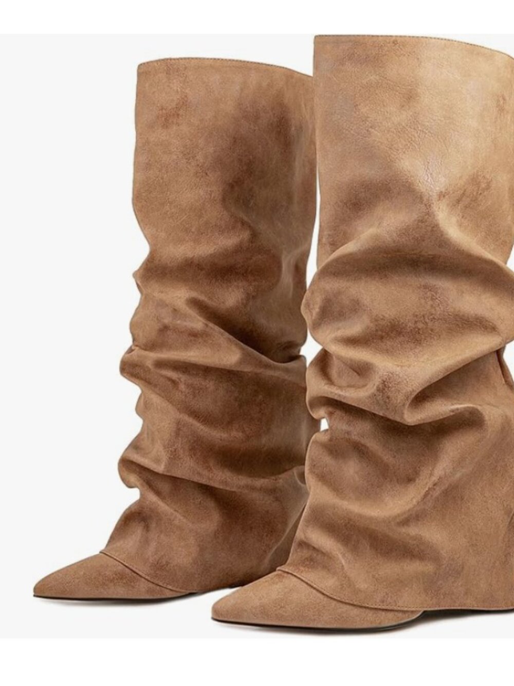 Fold Over Slouch Boots Block Heels - Picture 10 of 10